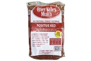 Positive red mulch in bagged form